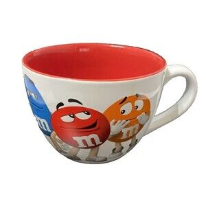 M&M's World MARS Candy Red/White Large COFFEE MUG 18 oz. 4-1/2” all  Charactures